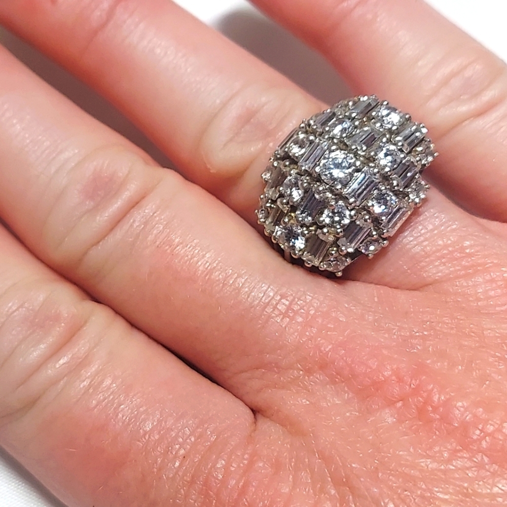 Sterling Silver Cubic Zirconia Mosaic Ring